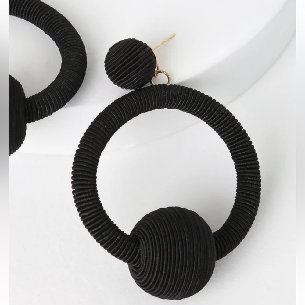 Black Hoop Earrings - Picture 3 of 3